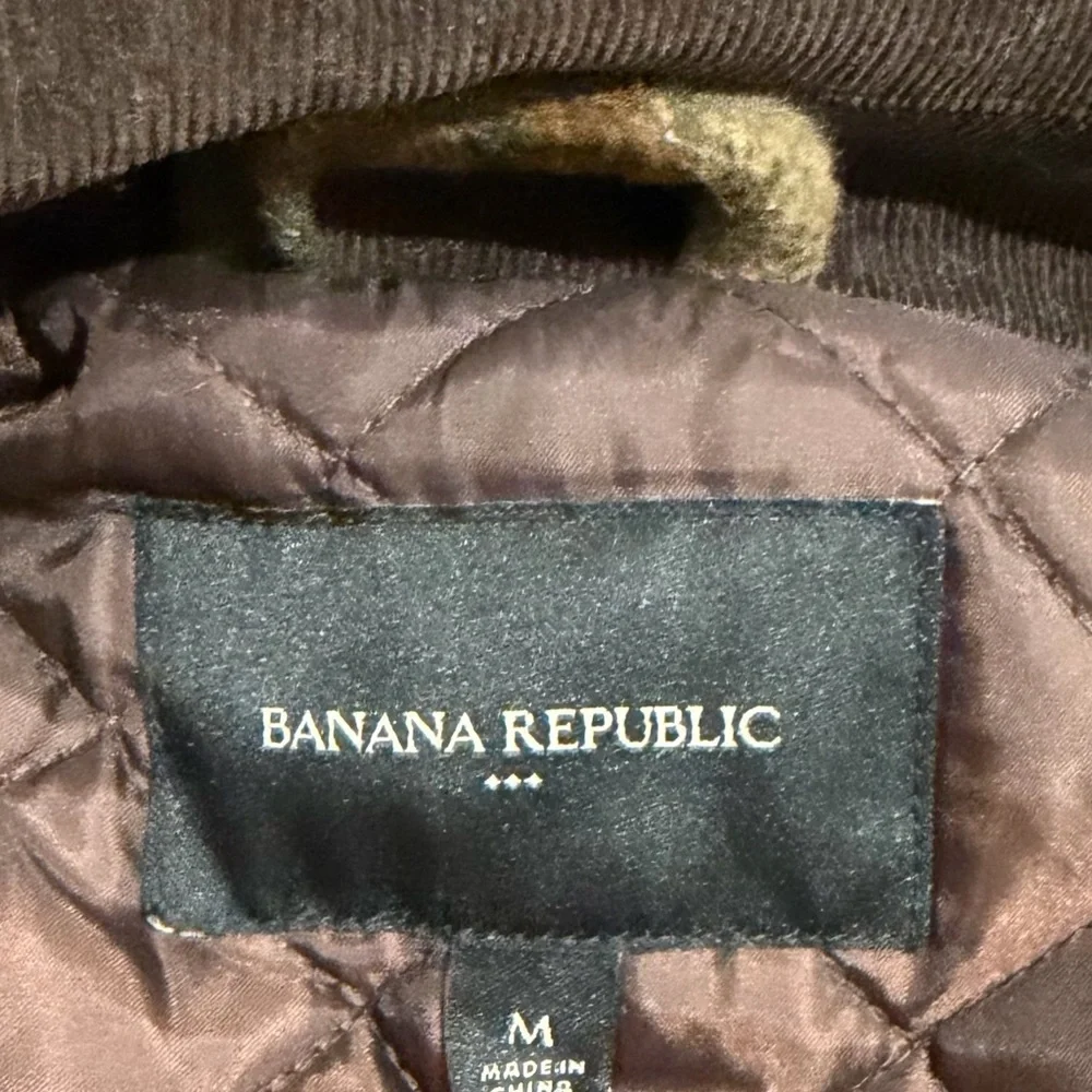 Banana Republic $180 HEAVY CORDUROY-COLLAR PLAID JACKET, Olive, Sz M